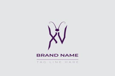 XV Kelebek logo tasarımı. Kelebek baş harfleri X ve V çizgisi sanat logosu şablonu. Bu tasarım kozmetik moda ve takılarda kullanılabilir..