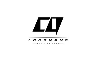 CQ yarışçısı logosu. Yarış, araba ve motor sporları için yarış logosu tasarımı.