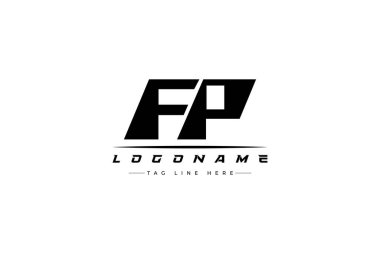 FP yarış logosu. Yarış, araba ve motor sporları için yarış logosu tasarımı.