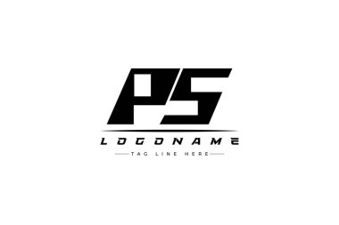 PS yarışçısı logosu. Yarış, araba ve motor sporları için yarış logosu tasarımı.