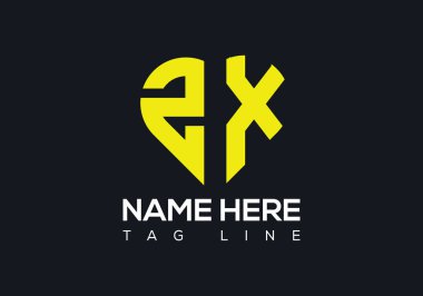 Aşk şekli tasarım şablonlu ZX logosu. Bu logo bir şirket veya kuruluşu tanımlayan görsel bir sembol veya işarettir ve aynı zamanda ürünlerini, hizmetlerini ve çalışanlarını da temsil edebilir..