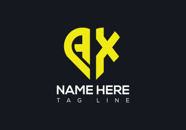 Aşk şekli tasarım şablonlu AX logosu. Bu logo bir şirket veya kuruluşu tanımlayan görsel bir sembol veya işarettir ve aynı zamanda ürünlerini, hizmetlerini ve çalışanlarını da temsil edebilir..