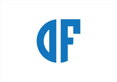 İlk harfler DF monogram logosu su damlası şekline benziyor. Bu logo bir şirketi ya da markayı temsil eden görsel bir sembol ya da tasarımdır..