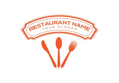 Restoran logosu tasarım şablonu. Bu logo bir şirketi ya da markayı temsil eden görsel bir sembol ya da tasarımdır..