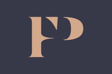 FP soyut Harfler Logosu Monogramı. Bu logo tasarımı bir markayı, şirketi veya bireyi temsil eden görsel bir sembol oluşturma sürecidir..