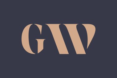 GW soyut Harfler Logosu Monogramı. Bu logo tasarımı bir markayı, şirketi veya bireyi temsil eden görsel bir sembol oluşturma sürecidir..