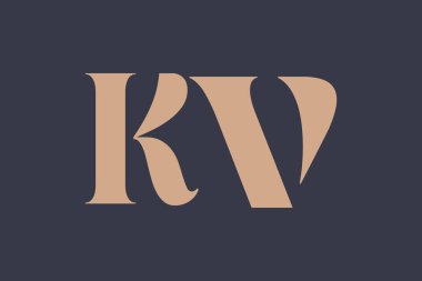 KV soyut Harfler Logosu Monogramı. Bu logo tasarımı bir markayı, şirketi veya bireyi temsil eden görsel bir sembol oluşturma sürecidir..