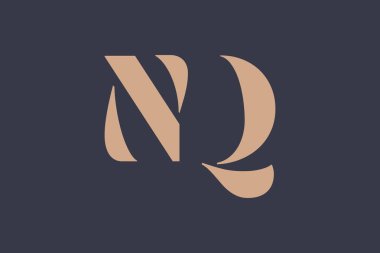 NQ soyut Harfler Logosu Monogramı. Bu logo tasarımı bir markayı, şirketi veya bireyi temsil eden görsel bir sembol oluşturma sürecidir..