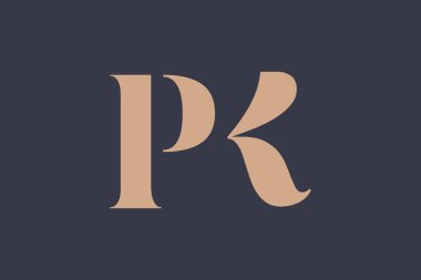 PK soyut Harfler Logosu Monogramı. Bu logo tasarımı bir markayı, şirketi veya bireyi temsil eden görsel bir sembol oluşturma sürecidir..