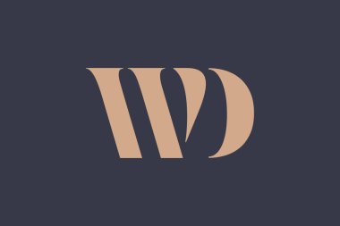 WD soyut Harfler Logosu Monogramı. Bu logo tasarımı bir markayı, şirketi veya bireyi temsil eden görsel bir sembol oluşturma sürecidir..