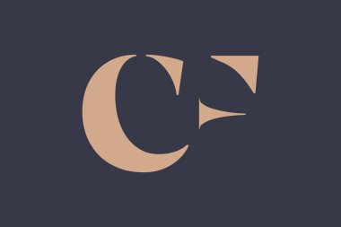 CF soyut Harfler Logosu Monogramı. Bu logo tasarımı bir markayı, şirketi veya bireyi temsil eden görsel bir sembol oluşturma sürecidir..