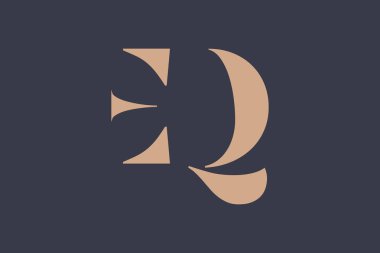 EQ soyut Harfler Logosu Monogramı. Bu logo tasarımı bir markayı, şirketi veya bireyi temsil eden görsel bir sembol oluşturma sürecidir..