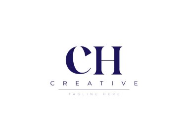 CH abstract  minimalist letters Logo Monogram. It is a minimalist logo, this logo is made by combining two letters clipart