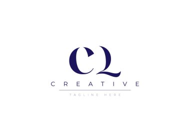 CQ soyut minimalist harfler logo monogramı. Bu minimalist bir logo, bu logo iki harfi birleştirerek yapılır.
