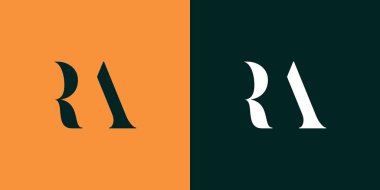 Ra soyut minimalist harfler logo monogramı. Bu minimalist bir logo, bu logo iki harfi birleştirerek yapılır.