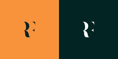 RF soyut minimalist harfler logo monogramı. Bu minimalist bir logo, bu logo iki harfi birleştirerek yapılır.