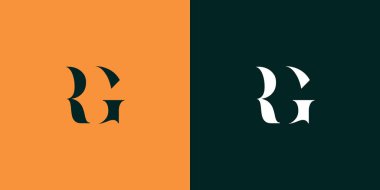 RG soyut minimalist harfler logo monogramı. Bu minimalist bir logo, bu logo iki harfi birleştirerek yapılır.