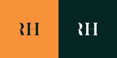 RH soyut minimalist harfler logo monogramı. Bu minimalist bir logo, bu logo iki harfi birleştirerek yapılır.