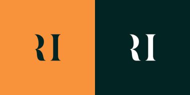 RI soyut minimalist harfler logo monogramı. Bu minimalist bir logo, bu logo iki harfi birleştirerek yapılır.