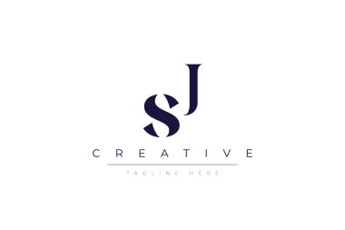 SJ abstract  minimalist letters Logo Monogram. It is a minimalist logo, this logo is made by combining two letters clipart