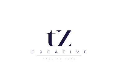 TZ abstract  minimalist letters Logo Monogram. It is a minimalist logo, this logo is made by combining two letters clipart