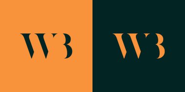 WB soyut minimalist harfler logo monogramı. Bu minimalist bir logo, bu logo iki harfi birleştirerek yapılır.