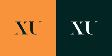 XU soyut minimalist harfler logo monogramı. Bu minimalist bir logo, bu logo iki harfi birleştirerek yapılır.