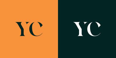 YC soyut minimalist harfler logo monogramı. Bu minimalist bir logo, bu logo iki harfi birleştirerek yapılır.