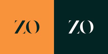 ZO soyut minimalist harfler logo monogramı. Bu minimalist bir logo, bu logo iki harfi birleştirerek yapılır.