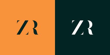 ZR soyut minimalist harfler logo monogramı. Bu minimalist bir logo, bu logo iki harfi birleştirerek yapılır.