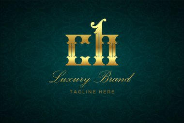 CH LUXURY LETTER LOGO DESIGN. It is a luxury letter monogram logo, this logo is made by combining two letters clipart