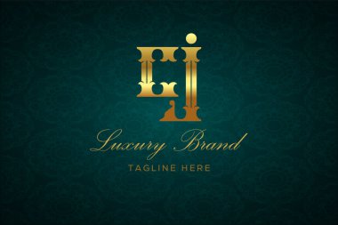 CJ LUXURY LETTER LOGO DESIGN. It is a luxury letter monogram logo, this logo is made by combining two letters clipart