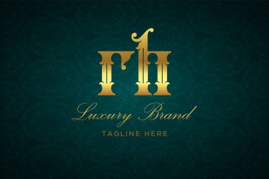 RH Luxury Harfleri Logosu. Lüks harfli bir logo. Bu logo iki harfin birleşimiyle yapılmış.