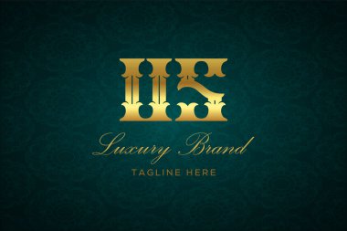 US Luxury 'nin logo logosu. Lüks harfli bir logo. Bu logo iki harfin birleşimiyle yapılmış.