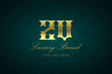 ZV LUXURY LUTTER Logo DESIGN. Lüks harfli bir logo. Bu logo iki harfin birleşimiyle yapılmış.