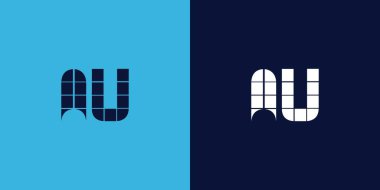 Fayans şekilli AU logo tasarımı. Ticari veya marka için uygun minimalist ve modern vektör illüstrasyon tasarımı