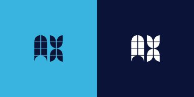 Fayans şekilli AX logo tasarımı. Ticari veya marka için uygun minimalist ve modern vektör illüstrasyon tasarımı