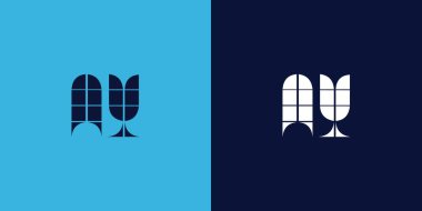 Fayans şekilli AY logo tasarımı. Ticari veya marka için uygun minimalist ve modern vektör illüstrasyon tasarımı