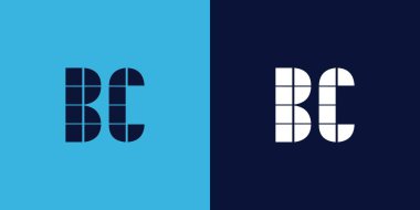 Fayans şekilli BC logo tasarımı. Ticari veya marka için uygun minimalist ve modern vektör illüstrasyon tasarımı