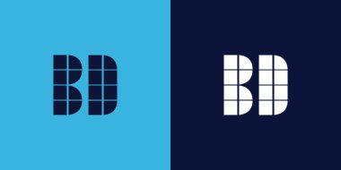 Fayans şekilli BD logo tasarımı. Ticari veya marka için uygun minimalist ve modern vektör illüstrasyon tasarımı