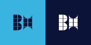 Fayans şekilli BH logo tasarımı. Ticari veya marka için uygun minimalist ve modern vektör illüstrasyon tasarımı