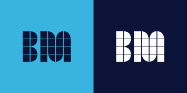 Fayans şekilli BM logo tasarımı. Ticari veya marka için uygun minimalist ve modern vektör illüstrasyon tasarımı