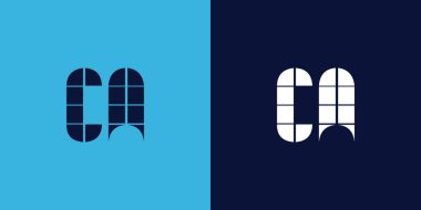 Kiremit şekilli CA logo tasarımı. Ticari veya marka için uygun minimalist ve modern vektör illüstrasyon tasarımı