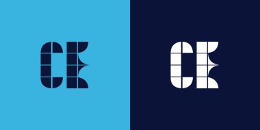 Fayans şekilli CE logo tasarımı. Ticari veya marka için uygun minimalist ve modern vektör illüstrasyon tasarımı