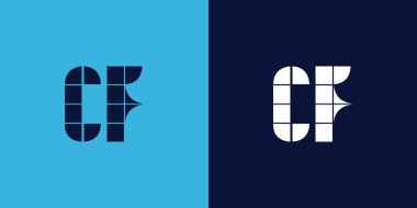 Fayans şekilli CF logo tasarımı. Ticari veya marka için uygun minimalist ve modern vektör illüstrasyon tasarımı