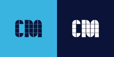 Fayans şekilli CM logo tasarımı. Ticari veya marka için uygun minimalist ve modern vektör illüstrasyon tasarımı