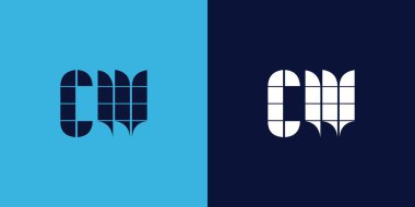 Fayans şekilli CW logo tasarımı. Ticari veya marka için uygun minimalist ve modern vektör illüstrasyon tasarımı