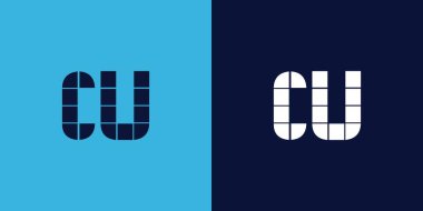 Fayans şekilli CU logo tasarımı. Ticari veya marka için uygun minimalist ve modern vektör illüstrasyon tasarımı