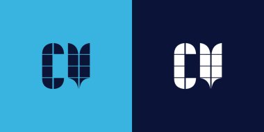 Fayans şekilli CV logo tasarımı. Ticari veya marka için uygun minimalist ve modern vektör illüstrasyon tasarımı