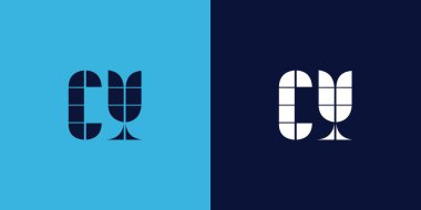 Fayans şekilli CY logo tasarımı. Ticari veya marka için uygun minimalist ve modern vektör illüstrasyon tasarımı